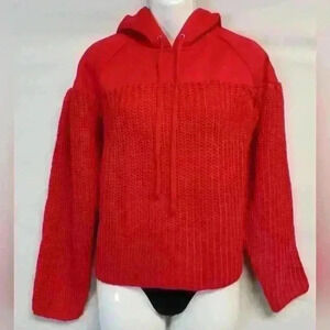 Women's ASOS Red Knit Sweat Hoodie LS Sz 0